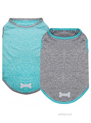 KYEESE 2 Pack Dog Shirts Quick Dry Lightweight Stretchy Dog T-Shirts with Reflective Label Tank Top Sleeveless Vest Dog Clothes for Small Medium Large Dogs