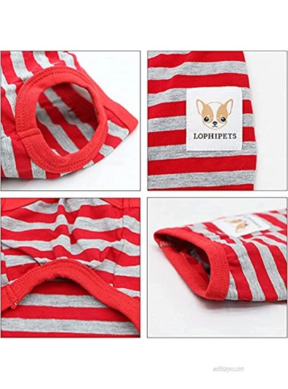 LOPHIPETS 100% Cotton Striped Dog Shirts for Small Dogs Chihuahua Puppy Clothes Tank Vest-Red and Gray Strips XXS
