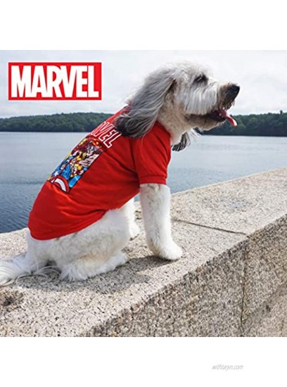 Marvel Comics for Pets Avengers Assemble T-Shirt for Dogs Blue and Red Captain America Tee for Dogs Licensed Product of Marvel Comics for Pets Captain America Dog Shirt Marvel Dog Shirt