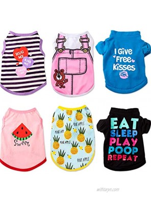 Pet Shirts Printed Puppy Shirts Dog Sweatshirt Cute Dog Clothing Cotton Dog Pullover Soft Shirt for Pet Dog Apparel Christmas New Year Pineapple Word Strap Stripe Watermelon S
