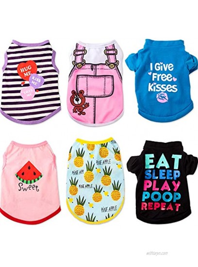 Pet Shirts Printed Puppy Shirts Dog Sweatshirt Cute Dog Clothing Cotton Dog Pullover Soft Shirt for Pet Dog Apparel Christmas New Year Pineapple Word Strap Stripe Watermelon S