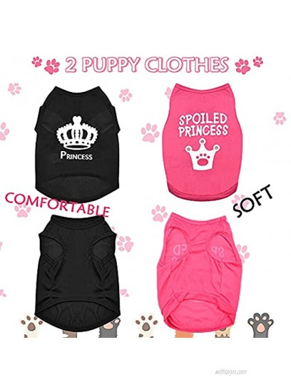 Sebaoyu Dog Clothes for Small Dogs Girl Puppy Shirt Summer Doggie Clothing Apparel Cat Outfits Crown Pattern Costume for Medium,Large Breed Set of 2