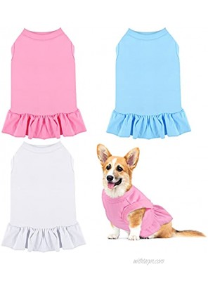 URATOT 3 Pieces Blank Dog Shirt Skirt Puppy Shirts Pet Sweatshirt Cute Plain Dog Shirt Puppy Dog Clothes Soft T-Shirt for Pet Dogs and Cats