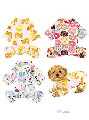 URATOT 3 Pieces Pet Jumpsuit Soft Dog Pajamas Puppy Rompers Pet Dog Cute Clothes Puppy Bodysuits for Pet Puppy Dog Cat Onesies 3 Styles