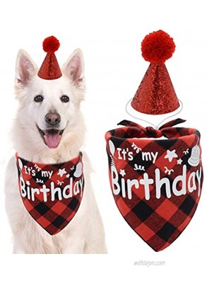 Dog Birthday Bandana Scarf with Cute Hat Pet Party Supplies Boy and Girl for Small Medium Large Dogs