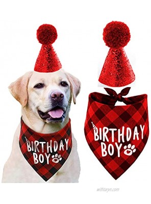 Dog Birthday Hat and Dog Birthday Bandana Boy Set
