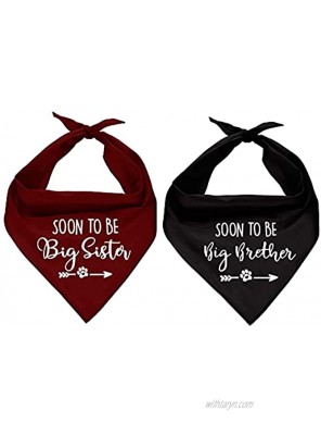 family Kitchen Soon Big Sister Brother Pregnancy Announcement Dog Bandana Gender Reveal Photo Prop Pet Scarves Accessories for Dog Lovers Pack of 2