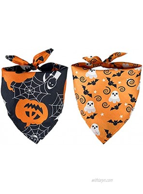 Ginmewrae 2 Pack Halloween Dog Bandana Triangle Bibs Scarf Accessories