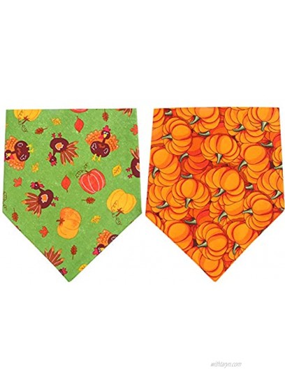KZHAREEN 2 Pack Thanksgiving Dog Bandana Reversible Triangle Bibs Scarf Accessories for Dogs Cats Pets Animals