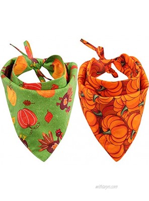 KZHAREEN 2 Pack Thanksgiving Dog Bandana Reversible Triangle Bibs Scarf Accessories for Dogs Cats Pets Animals