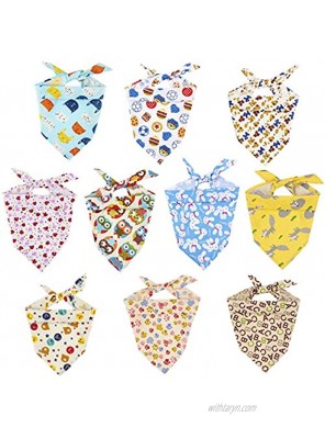 MEWTOGO 10 Pack Dog Bibs Washable and Reversible Triangle Cotton Dog Bibs Scarf Assortment Suitable for Puppy Small and Medium Pet
