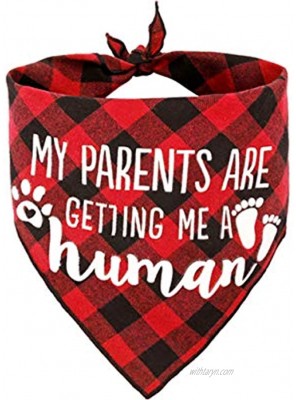 My Parents are Getting me a Human Dog Pregnancy Announcement Bandana,Buffalo Plaid Pet Gender Reveral Pet Scarf