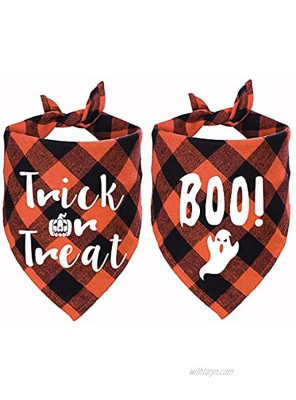STMK Halloween Plaid Dog Bandanas Trick or Treat Boo Dog Bandana Scarf for Halloween Dog Puppy Costume Decorations