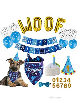 TCBOYING Dog Birthday Party Supplies Dog Birthday Bandana Toy Cake Boy Hat Scarfs Flag Balloon with Cute Doggie Birthday Party Supplies Decorations21-Piece Set