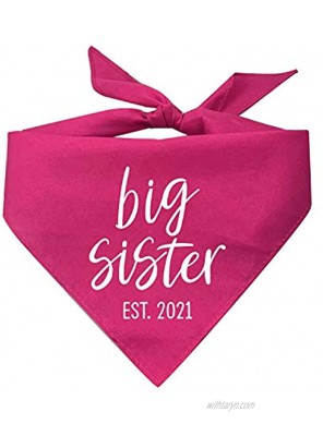 Tees & Tails Big Sister Est. 2021 Birth Announcement New Baby Triangle Dog Bandana Assorted Colors