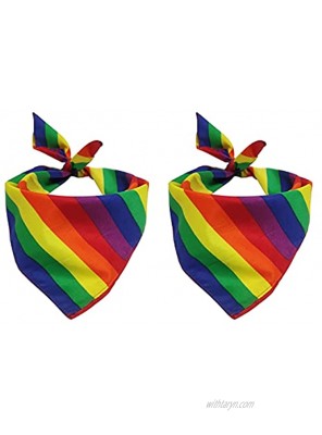 Tinsow 2 Pack Gay Pride Rainbow Bandanas Cotton Handkerchiefs Party Supply Pet Bandana