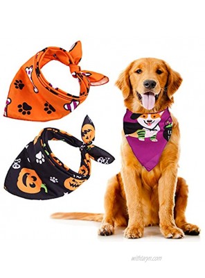 URATOT 3 Pieces Halloween Costumes Dog Bandanas Pumpkin Pet Cat Scarfs Bibs Accessories for Dog and Cat