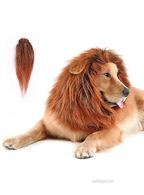 CPPSLEE Lion Mane for Dog Clothes Realistic Lion Wig for Medium to Large Sized Dogs Dog Christmas Gifts with TailDark Brown