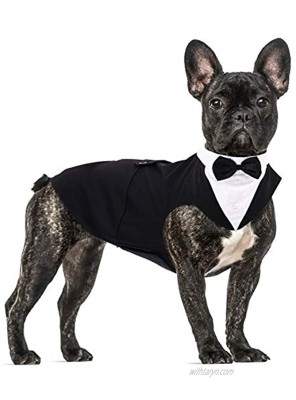 Dog Formal Tuxedo Suit for Medium Large Dogs，Dog Tuxedo Costume Wedding Party Outfit with Detachable Collar，Elegant Dog Apparel Bowtie Shirt and Bandana Set for Dress-up Cosplay Holiday Wear