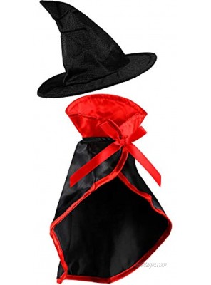 Frienda 2 Pieces Halloween Pet Costume Set Include Pet Cape Vampire Costume Cloak and Pet Witch Hat for Cat Puppy Cosplay Party Supplies