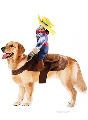 Halloween Cowboy Dog Cat Costume Clothes Novelty Funny Pets Party Cosplay Apparel Dog Riders Clothing