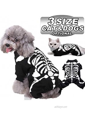 Halloween Skeleton Costumes for Pets Dogs Cats Cosplay Sweatshirt Halloween Party Skeleton Shirt Funny Pets Kitten Puppies Dress Up Apparel Clothes for Small Medium Dogs