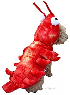 Kodervo Lobster Dog Costume – Halloween Dog Costume for Small Medium Large Dogs Red Lobster Shaped Pet Cosplay Dress Adorable Cat Apparel Animal Warm Outfits Clothes