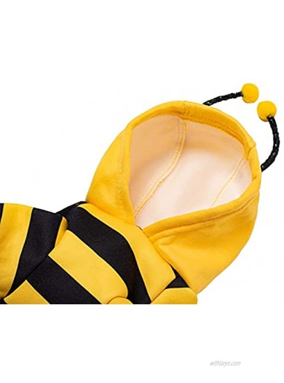 Pet Clothes Bee Costume Yellow and Black Hooded Sweatshirt Cute Warm Jacket-L
