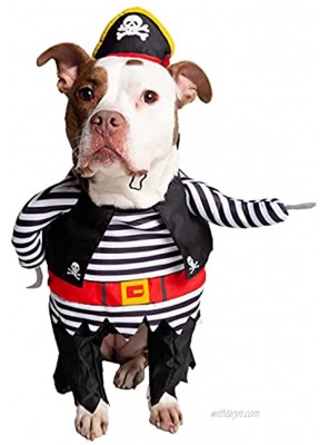 Pet Krewe Dog Pirate Costume | Pet Costume with Arms Pirate Hat Tunic and Cape -Perfect for Halloween Parties Photoshoots Gifts for Dog Lovers | Small Medium Large X-Large