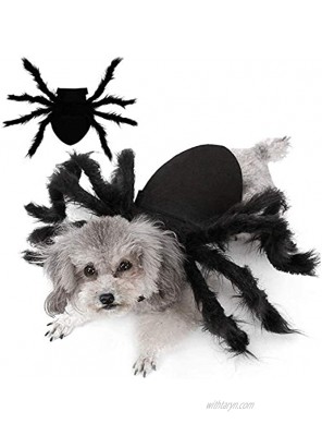 WOWOSS Halloween Dogs Cats Costume Furry Giant Simulation Spider Pets Outfits Cosplay Dress up Costume Halloween Pets Accessories Decoration for Dogs Puppy Cats M Size