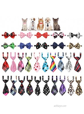 YUEPET 30 Pieces Pets Dog Bow Ties & Neckties Assorted Adjustable Dog Bow Ties Birthday Photography Festival Party Neckties Pet Costume Necktie Collar Grooming Accessories for Puppy Dogs Cats