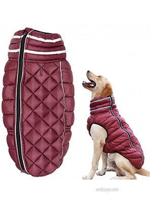 Beirui Thick Padded Dog Jacket Clothes for Medium Large Dogs Winter Waterproof Pet Dog Puffer Jacket Reflective Cold Weather Dog Coat Outdoor Clothing Apparel