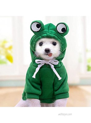 Cnorialy Dog Hoodie Frog Shape Pet Clothes Dogs Hooded Sweatshirt Cold Weather Costume for Dogs Cats