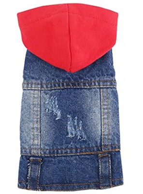 Companet Breathable Pet Clothes Soft and Cool Summer Clothes for Small Medium Dogs Cats Dog Jeans Jacket Cool Blue Denim CoatLapel Vests Classic Puppy Blue Vintage Washed Clothes Hoodie Vest