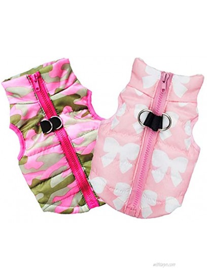 Dog Jackets for Small Medium Dogs Girl Pink Dog Winter Coat Yorkie Chihuahua Pack of 2