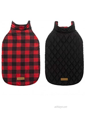 EXPAWLORER Plaid Dog Jackets for Winter Windproof Waterproof Dog Coat for Cold Weather Reversible Dog Vest for Small Medium Large Dogs