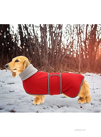 Geyecete Dog Jacket Dog Coat Perfect for Dachshunds Dog Winter Coat with Padded Fleece Lining and high Collar Dog Snowsuit with Adjustable Bands Sizes