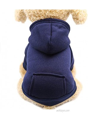 Idepet Dog Clothes Pet Dog Hoodies for Small Dogs Vest Chihuahua Clothes Warm Coat Jacket Autumn Puppy Outfits Dogs Cats Clothing S NavyBlue
