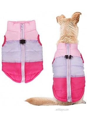 Idepet Pet Dog Cat Coat with Leash Anchor Color Patchwork Padded Puppy Vest Jacket Teddy Chihuahua Costumes Pug Cloth XS S M L