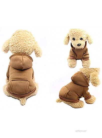 Jecikelon Winter Dog Hoodie Sweaters with Pockets Warm Dog Clothes for Small Dogs Chihuahua Coat Clothing Puppy cat Custume Coffee Medium