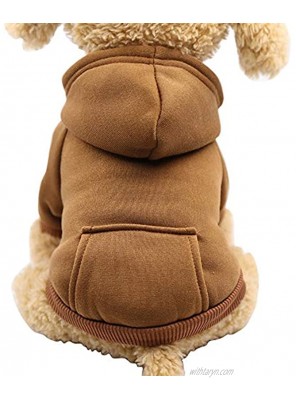 Jecikelon Winter Dog Hoodie Sweaters with Pockets Warm Dog Clothes for Small Dogs Chihuahua Coat Clothing Puppy cat Custume Coffee Medium