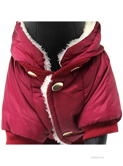 JoyDaog Fleece Lined Dog Coat with Detachable Hood and Detachable Hind Legs,Warm Puppy Jacket in Winter