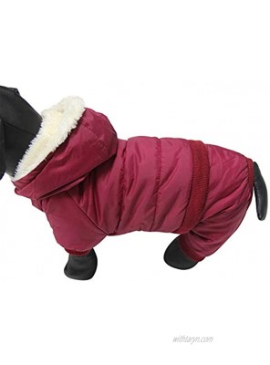 JoyDaog Fleece Lined Dog Coat with Detachable Hood and Detachable Hind Legs,Warm Puppy Jacket in Winter