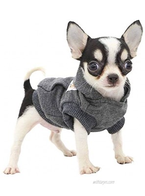 LOPHIPETS Dog Cotton Hoodies Sweatshirts for Small Dogs Chihuahua Puppy Clothes Cold Weather Coat-Charcoal XXS