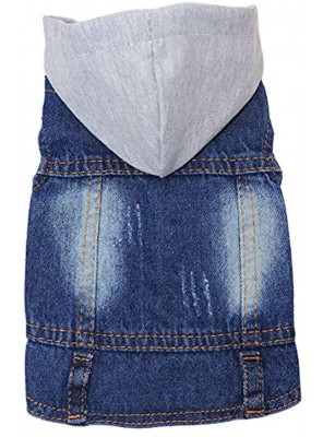Rooroopet Dog Jeans Jacket,pet Clothes Cool Blue Denim Hoodies,Lapel Vests Vintage Clothes for Small Medium Dogs and Cats Comfort and Cool Apparel