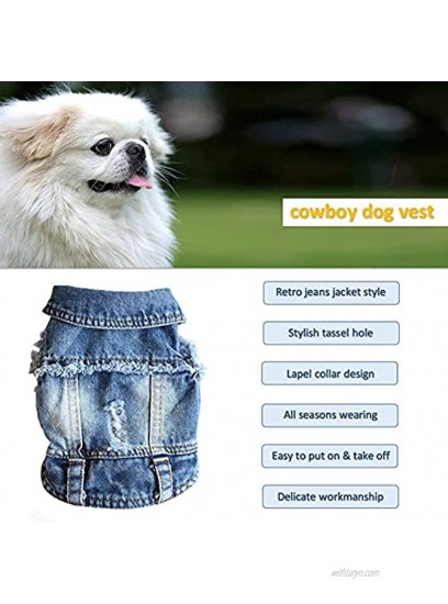 Tengzhi Stylish Cowboy Dog Vest Dog Clothes Denim Jacket Clothes for Dogs Dachshund Teddy French Bulldog XS-XXL