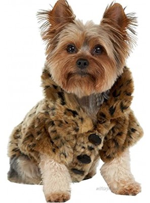 Timoey Leopard Print Faux Fur Dog Coat Pet Warm Sweater for Small Dogs Puppy Chihuahua