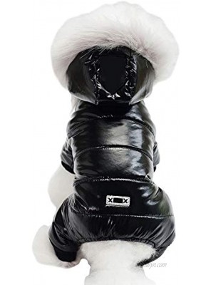 Waterproof Pet Clothes for Dog Winter Warm Dog Jacket Coat Dog Hooded Jumpsuit Snowsuit XXL Black