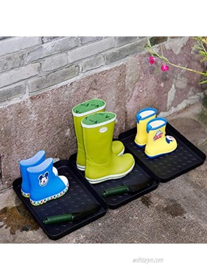 3 Packs Homymusy Boot Tray Entryway L13.8×W11 inch Functional Shoes Trays Indoor Outdoor Mats Pet Feeding Mat，Black