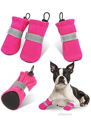 AOFITEE Dog Boots Soft Puppy Dog Shoes Breathable Soft Pet Booties Adjustable Doggy Paw Protector with Reflective Straps and Waterproof Non-Slip Sole for Small Dogs